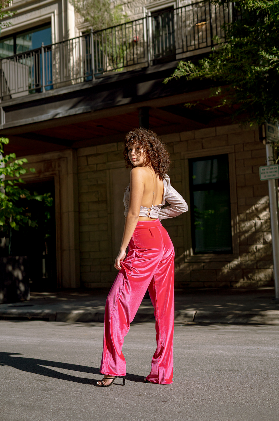 Pink Velvet Wide Leg Pants