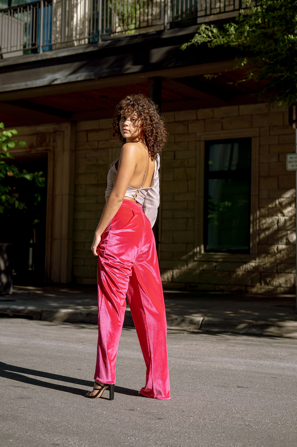 Pink Velvet Wide Leg Pants