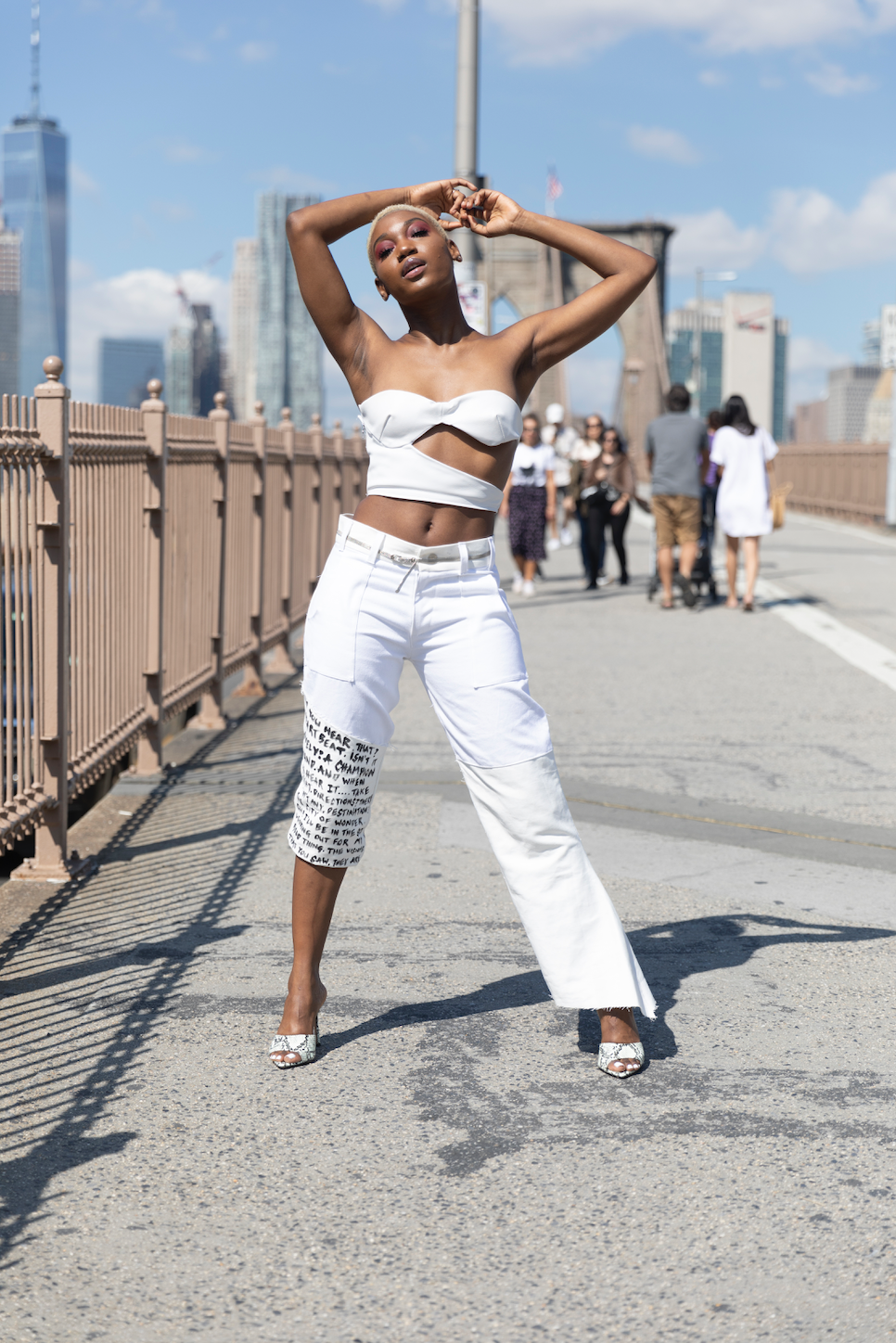 White Leather Asymmetric Crop Top