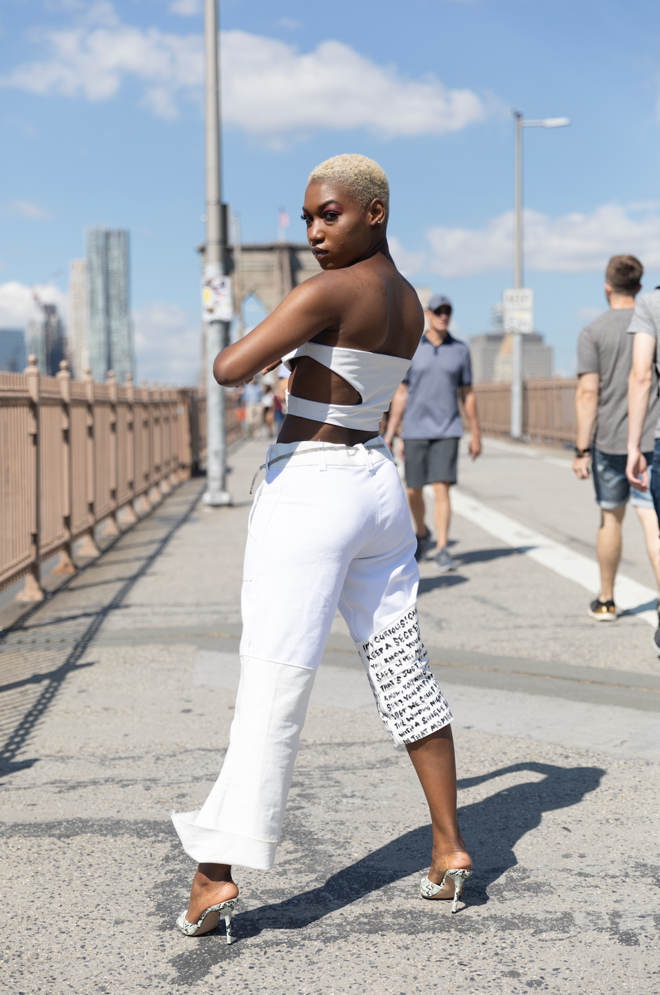 White Leather Asymmetric Crop Top