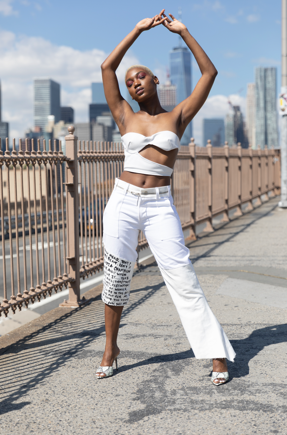 White Leather Asymmetric Crop Top