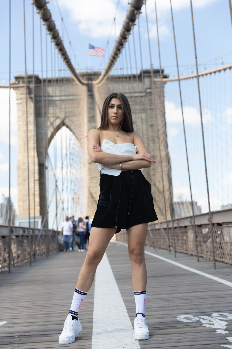 Origami White Leather Crop Top