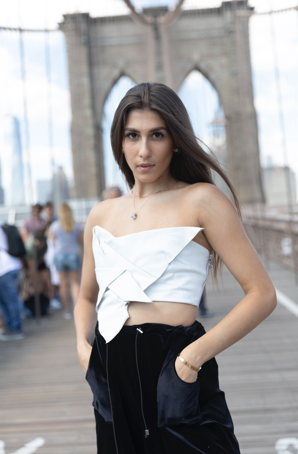 Origami White Leather Crop Top