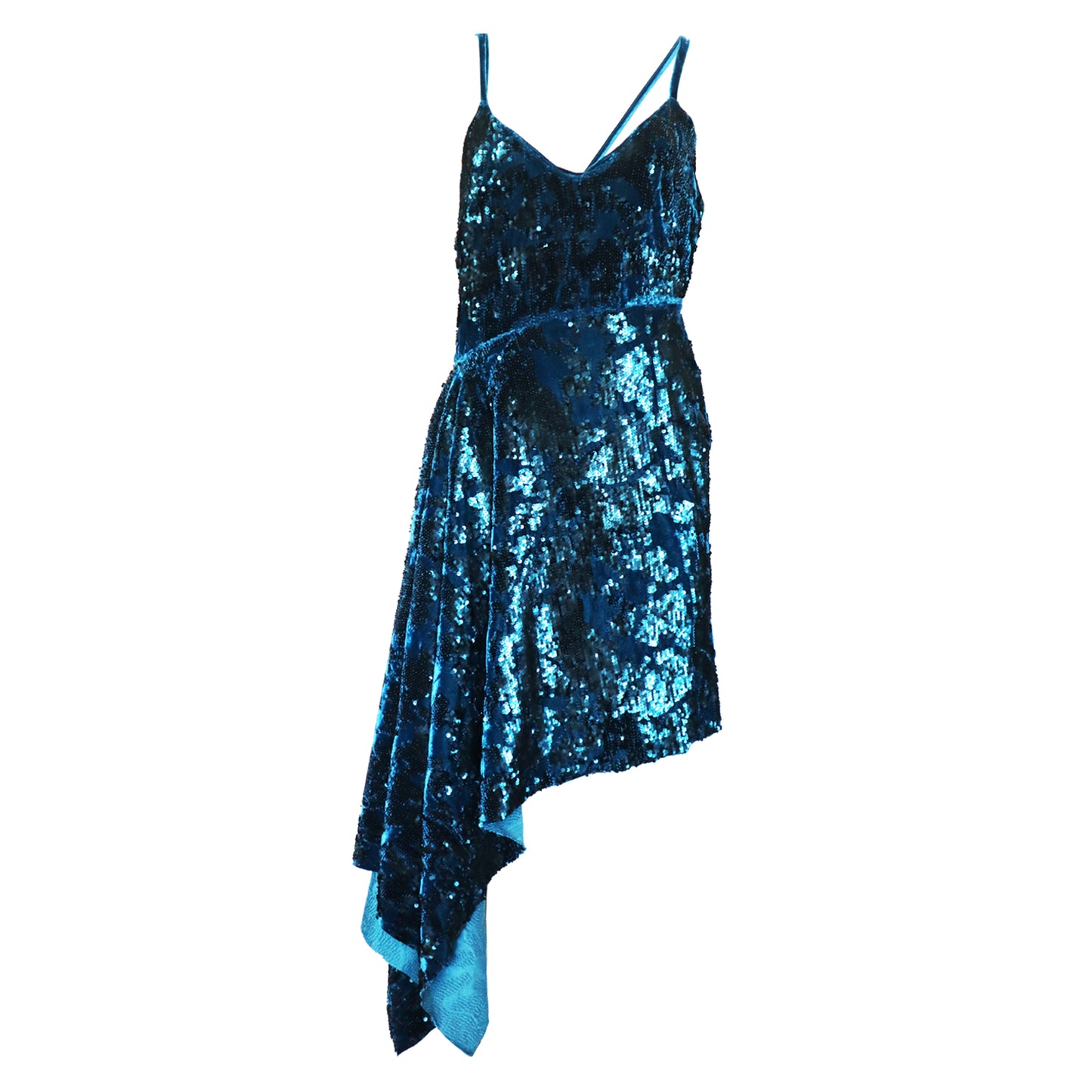 Sequin Blue Velvet Dress