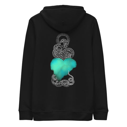 Blue Heart Eternal Love Snake Back Graphic Print Unisex essential eco mystical hoodie
