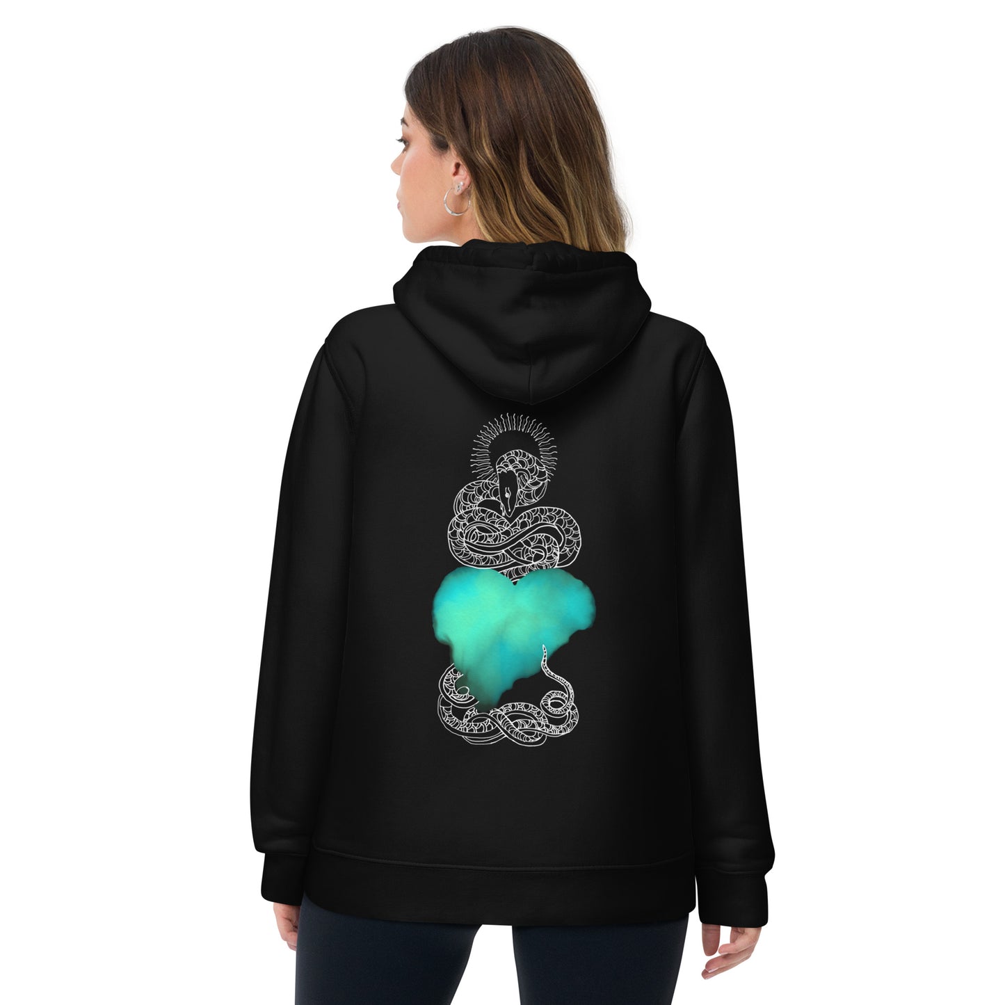 Blue Heart Eternal Love Snake Back Graphic Print Unisex essential eco mystical hoodie