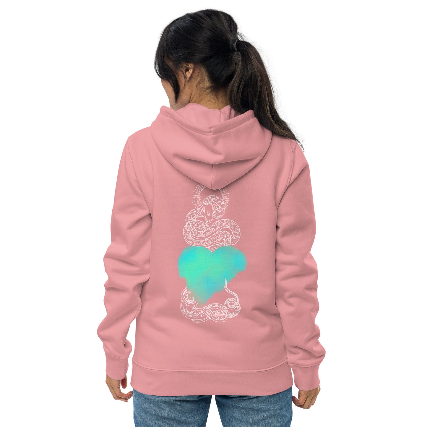 Blue Heart Eternal Love Snake Back Graphic Print Unisex essential eco mystical hoodie