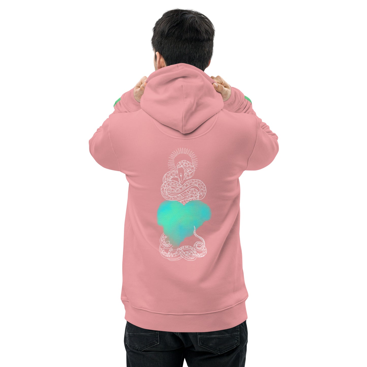 Blue Heart Eternal Love Snake Back Graphic Print Unisex essential eco mystical hoodie