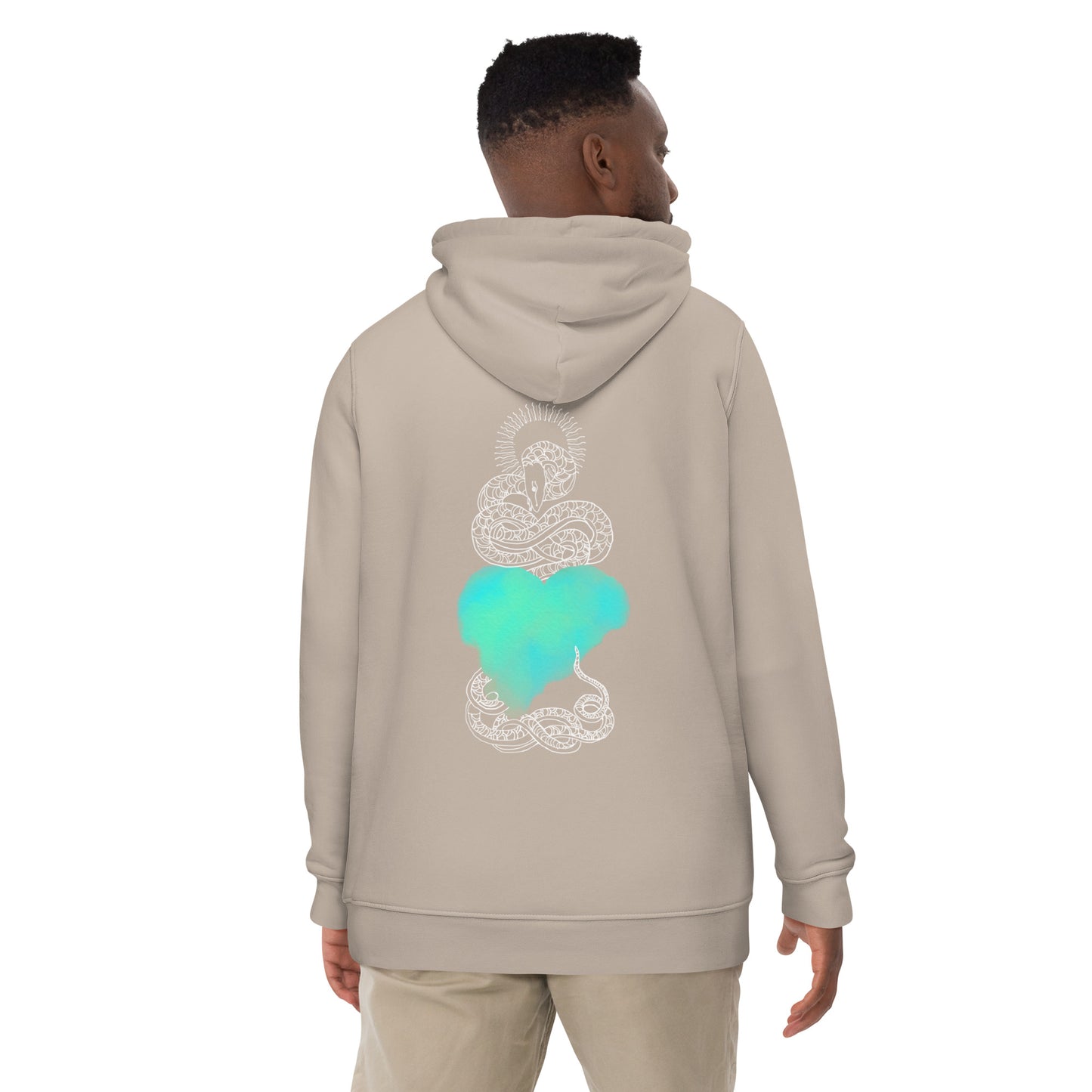 Blue Heart Eternal Love Snake Back Graphic Print Unisex essential eco mystical hoodie