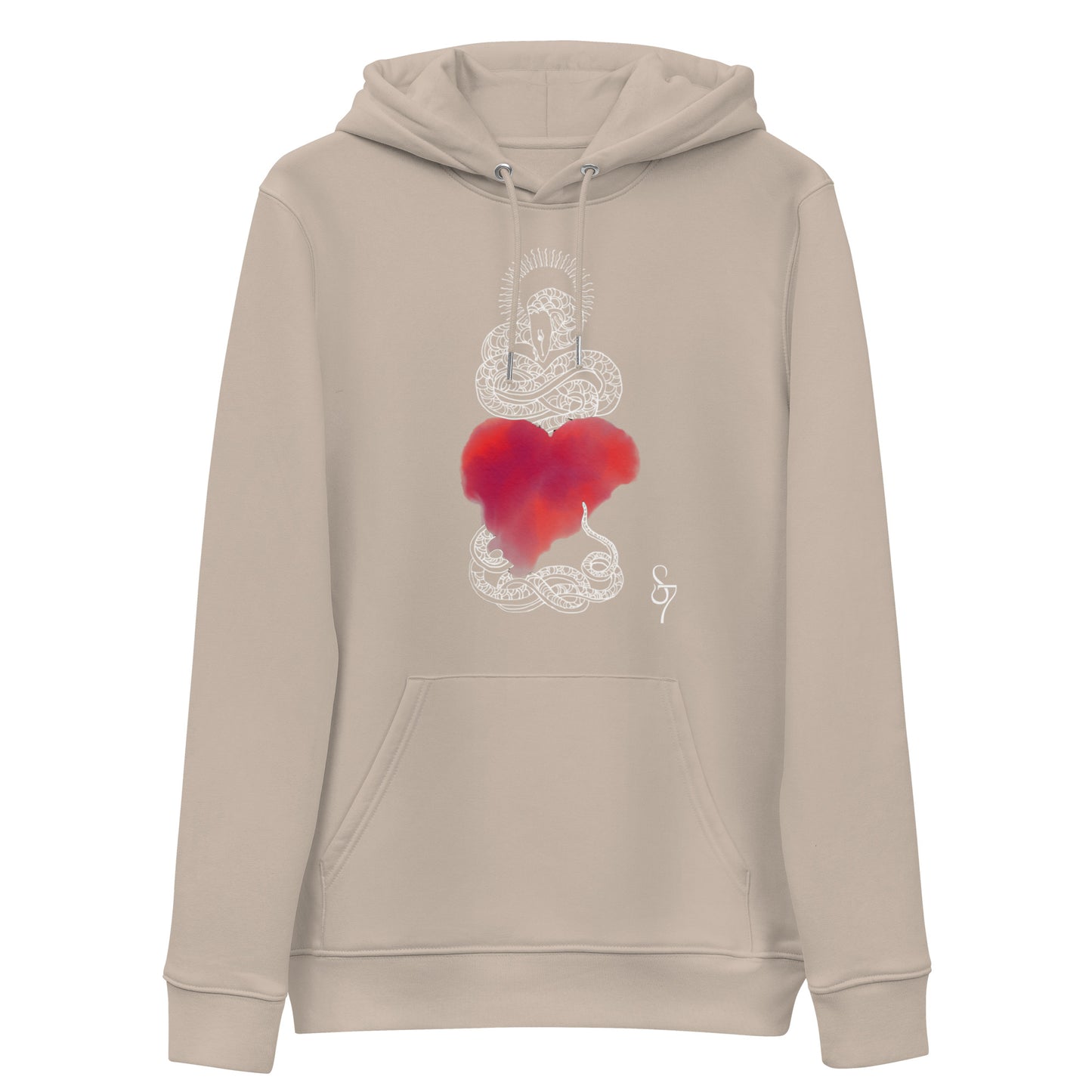 Pink Heart Eternal Love Snake Unisex Essential Eco Esoteric Hoodie