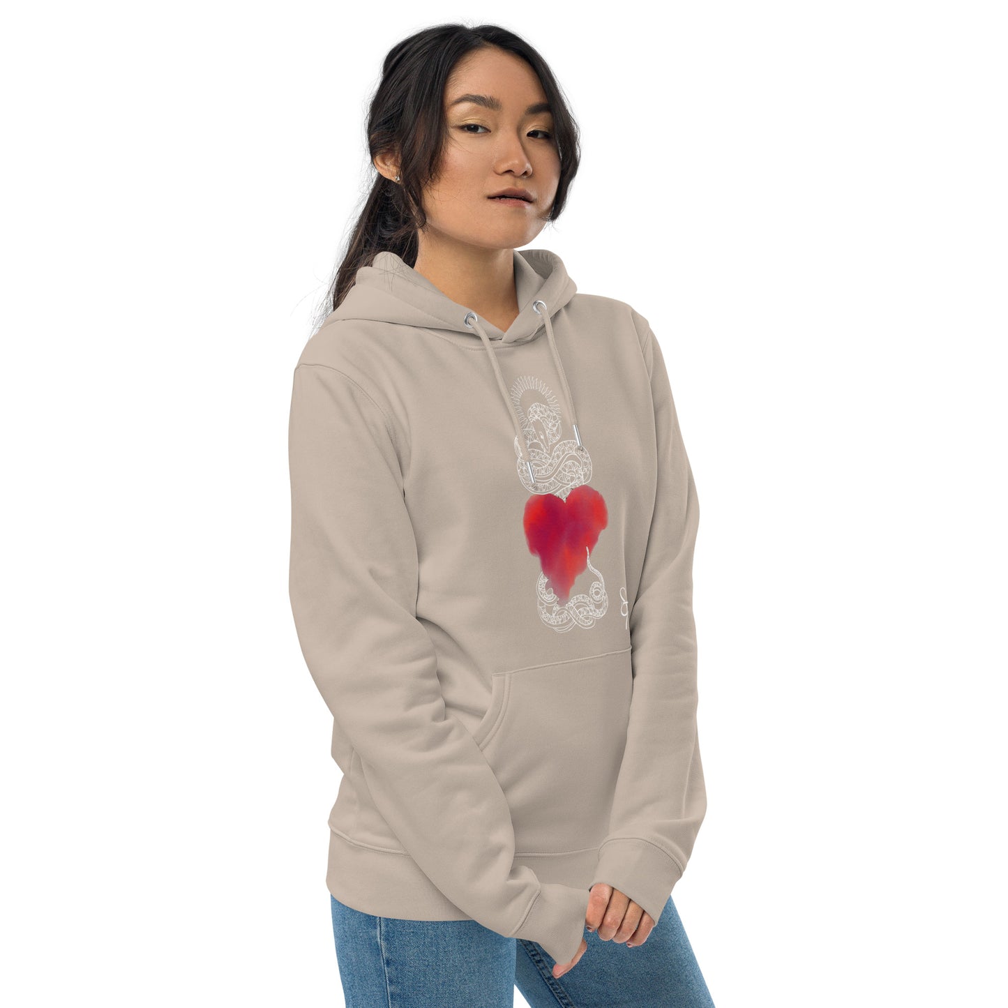 Pink Heart Eternal Love Snake Unisex Essential Eco Esoteric Hoodie