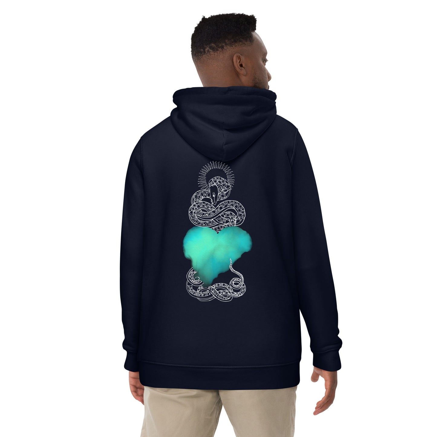 Blue Heart Eternal Love Snake Back Graphic Print Unisex essential eco mystical hoodie