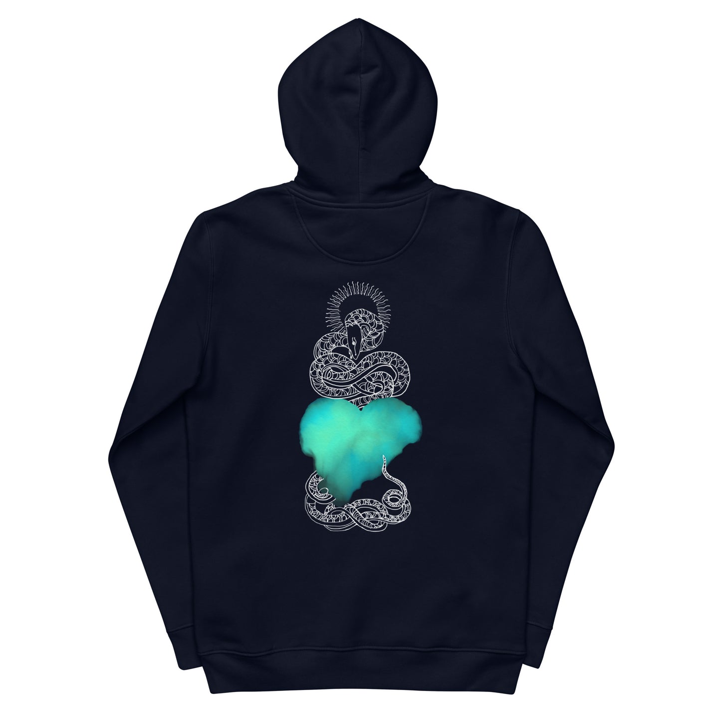 Blue Heart Eternal Love Snake Back Graphic Print Unisex essential eco mystical hoodie