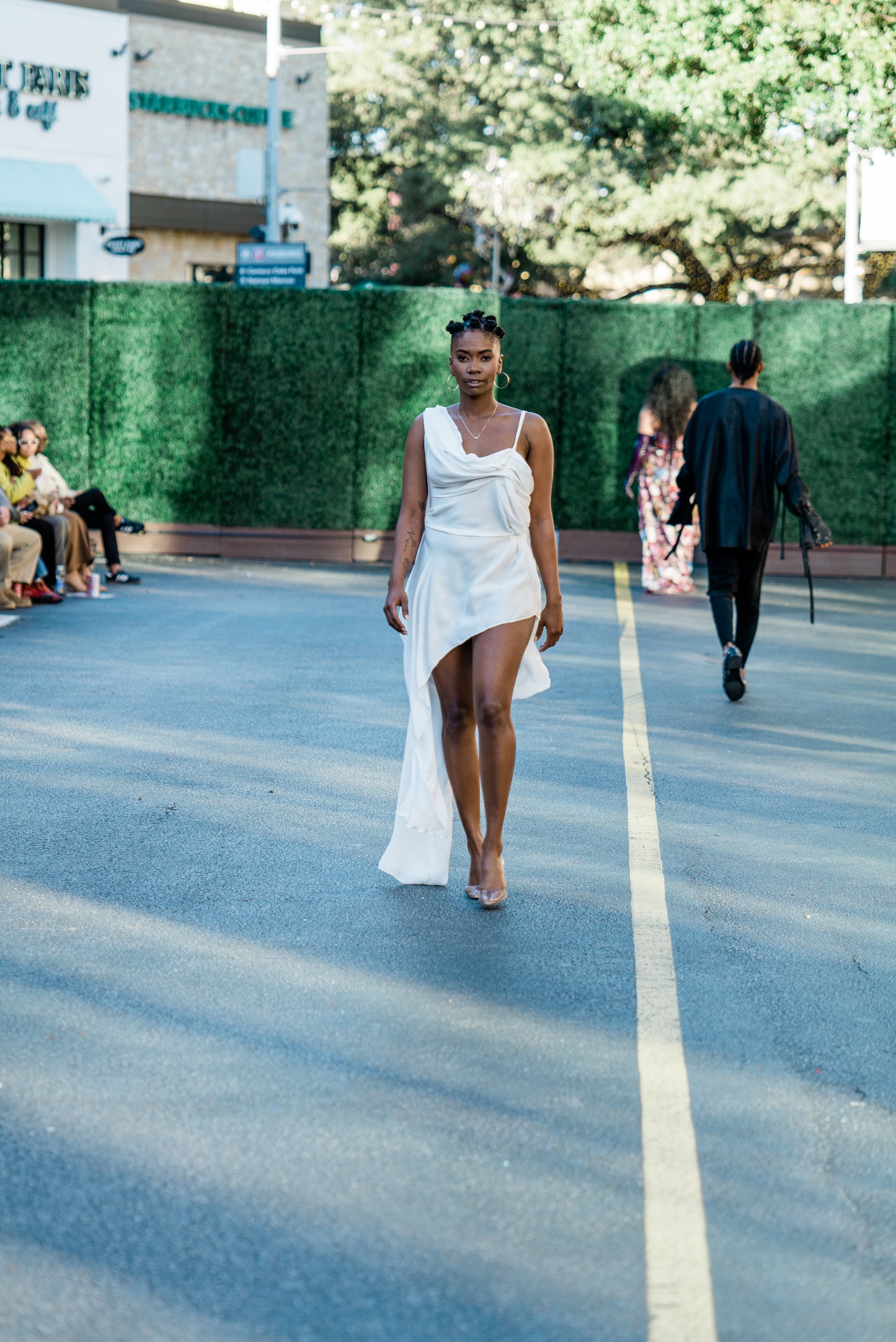 Highest Self White Draped Asymmetric Gown