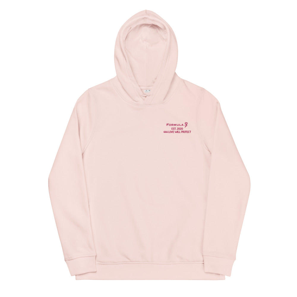444 Love Will Protect Eco Fitted Pink Logo Angel Number Hoodie